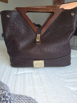 Vintage Jimmy choo ostrich purse wooden carrying  handle