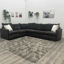 Black Sectional Couch - Free Delivery