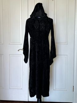 Black Velvet Hooded dress Robe