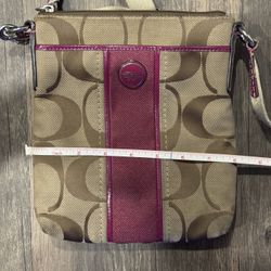 Coach Signature Stripe Shoulder Bag Crossbody Swingpack Berry 