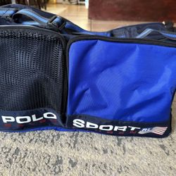 vintage Ralph Lauren Polo Sport gym bag duffel bag in blue nylon with a mesh pocket