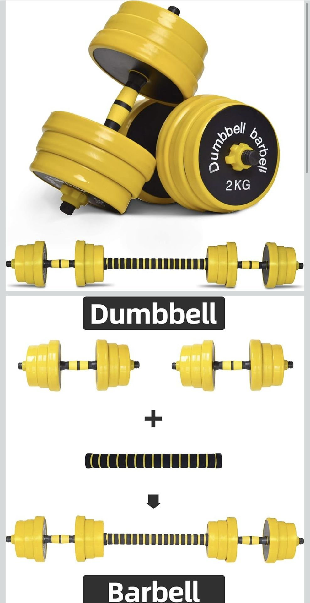 2 in 1 Adjustable Dumbbell/Barbell/Exercise/Workout