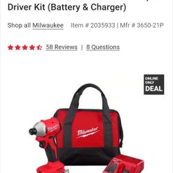 Milwaukee 18V M18 Compact Next Gen 1/4 in. Cordless Brushless Impact Driver Kit (Battery & Charger)