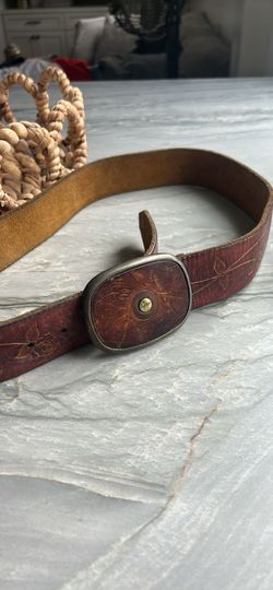 Vintage Leather Belt With Flower Designs!