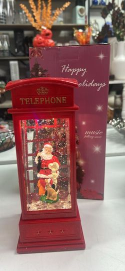 Christmas Santa Telephone Booth Snow Globe