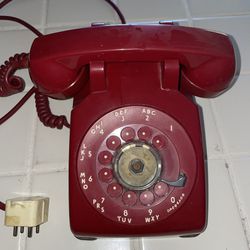 Vintage Bell System Red Rotary Phone