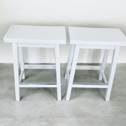 White Wood Grain Barstools (2)