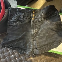 Black Button Up Summer Shorts