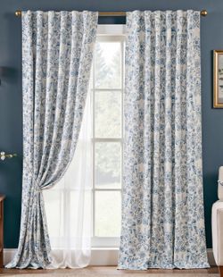 96” Blackout Curtains Blue/Beige