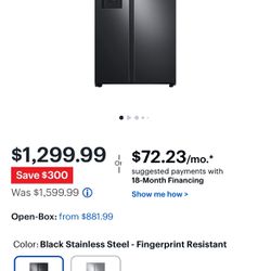 Black Stainless Steel Samsung Refrigerator 27.4