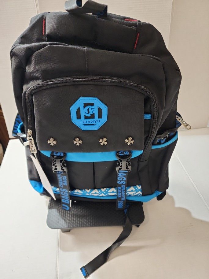 Meetbelify Kids Rolling Backpacks Luggage Six Wheels Unisex Trolley School Bags Blue