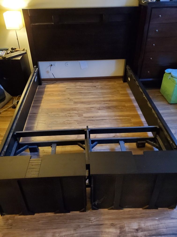 Queen size bed frame with drawers