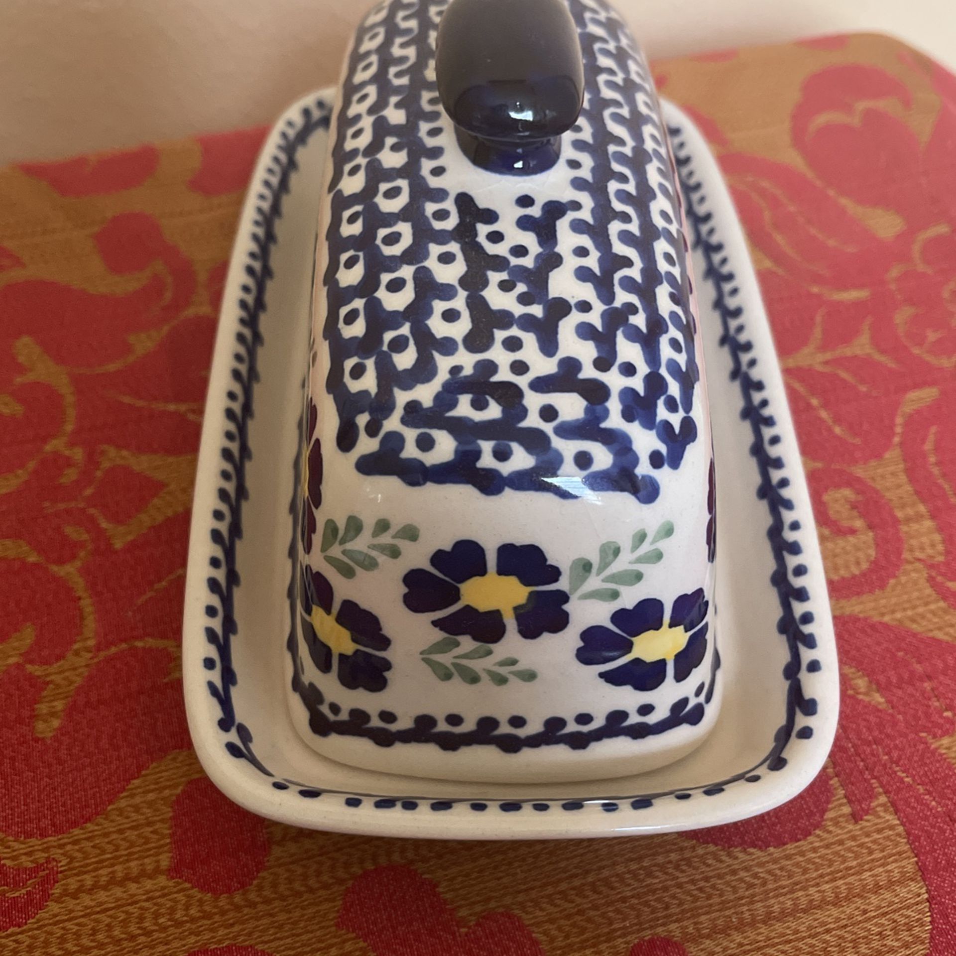 Vintage Polish ceramic butter dish