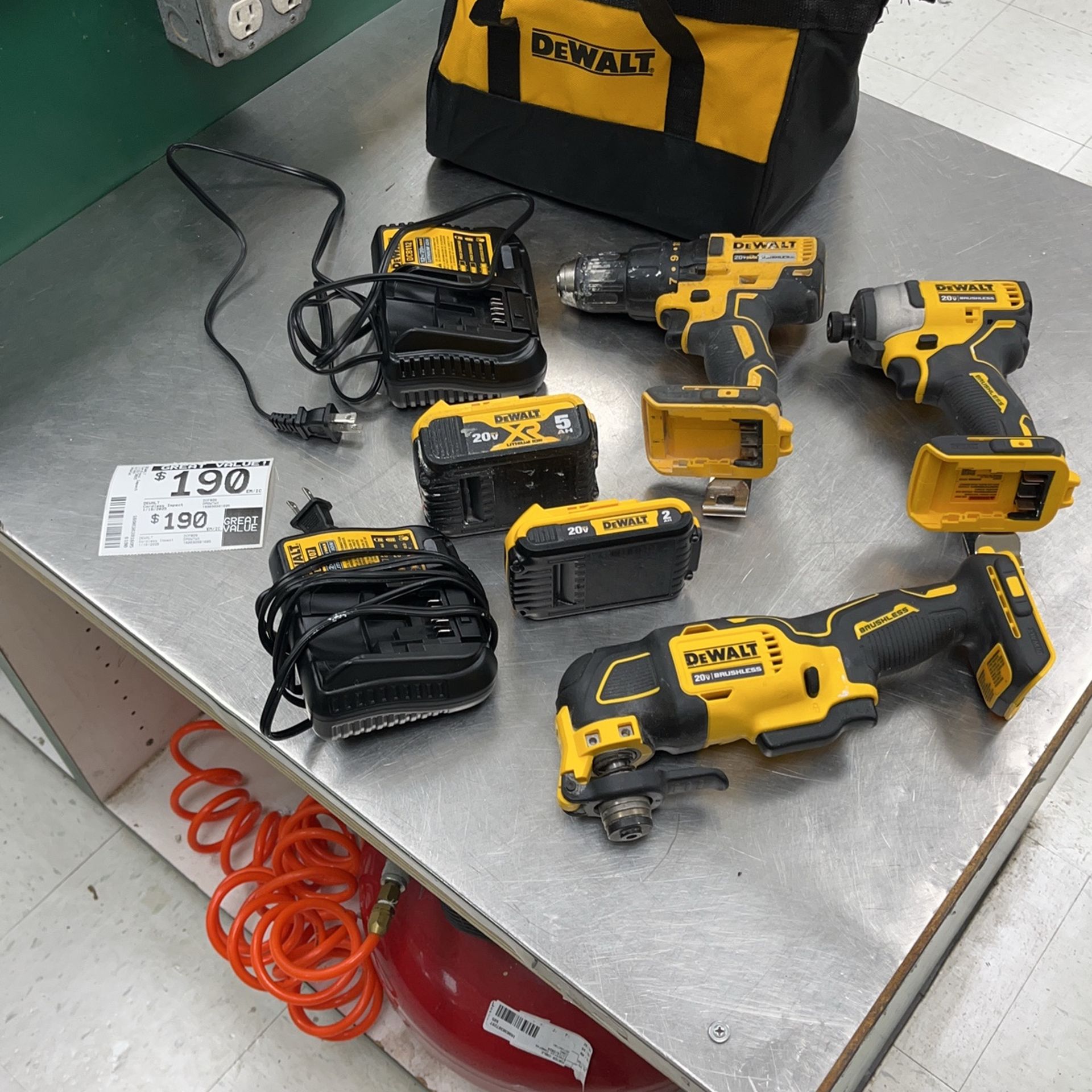Dewalt 3 Pc Cordless Combo Took Set 2 Batteries 2 Chargers Case