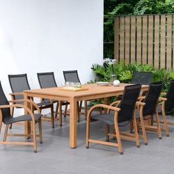 BRAND NEW FREE SHIPPING Rectangular Outdoor 9 Piece 100% FSC Certified Wood Dining Set