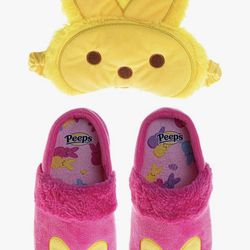 PEEPS SLIPPERS & PEEPS EYE MASK (NEW(