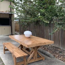 Custom Dining Table Farmhouse Country French Modern Rustic Solid Wood Set Restoration Hardware Insp Bench Hand Built Round Oval Counter Breakfast  