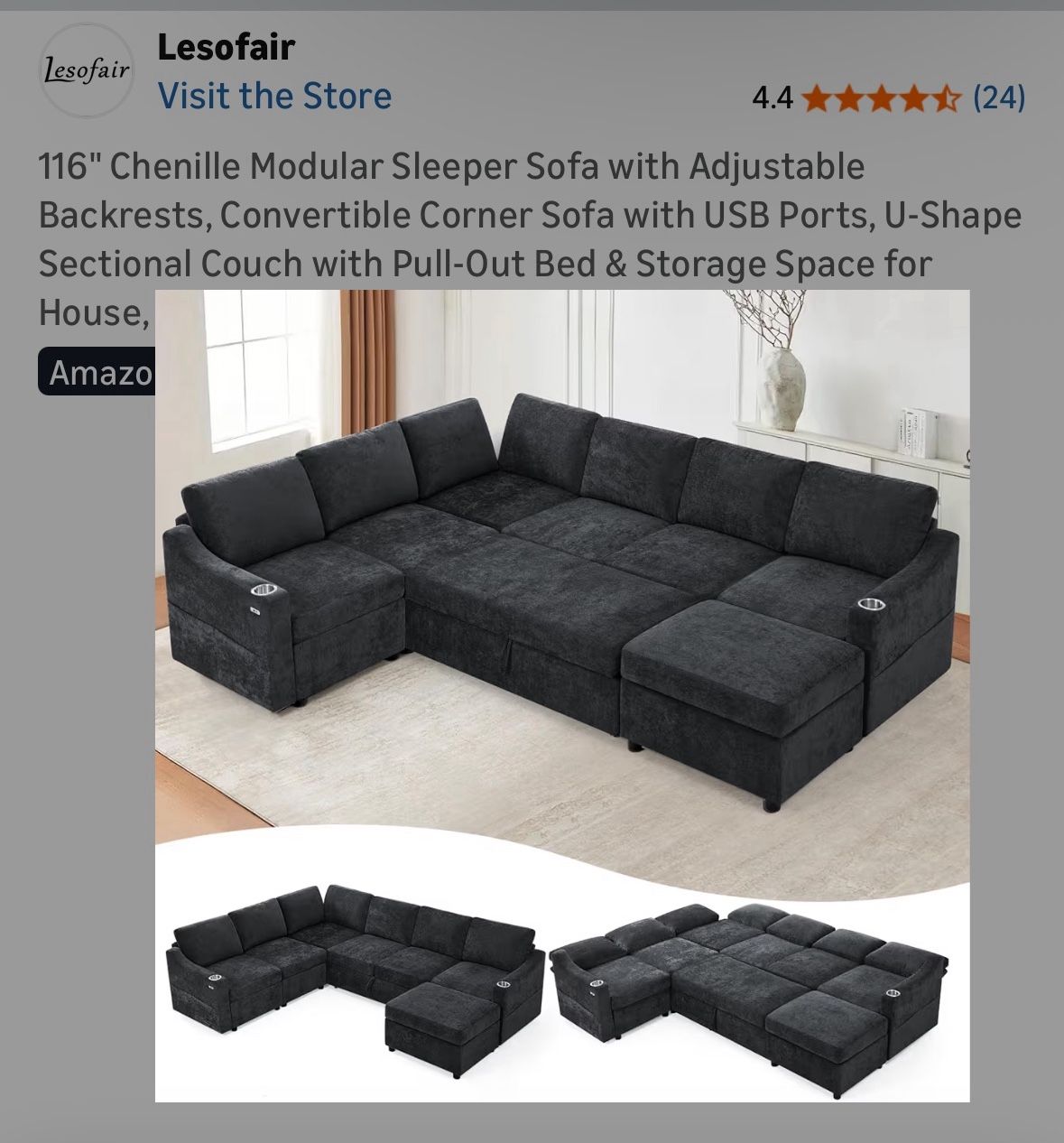116” 5 Piece Sectional Couch
