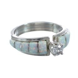 Vintage Southwestern Inlaid White Opal Ring