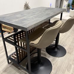 Custom Industrial Farmhouse Pub Table | Solid Wood Top | 50" x 25"