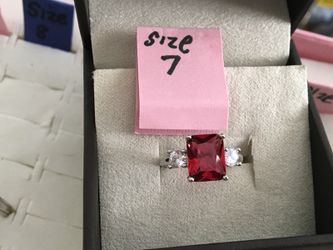 925 ruby and white topaz ring