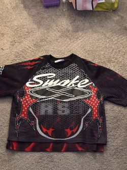 Smoke Graphic Mesh Crewneck Sweatshirt both