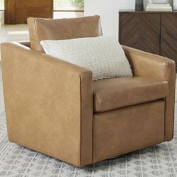 Better Homes & Gardens Steele Swivel Accent Chair, Camel Faux Leather