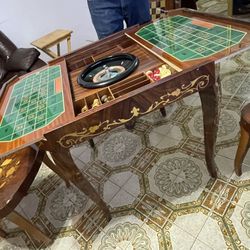 AngelReign Sorrento Italian Game Table Roulette/Chess Inlaid Wood