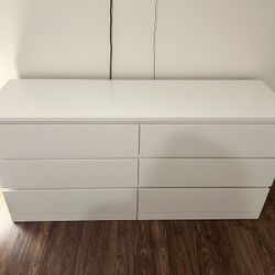 White IKEA 6-drawer dresser, 55 1/8x18 7/8x29 1/2 "