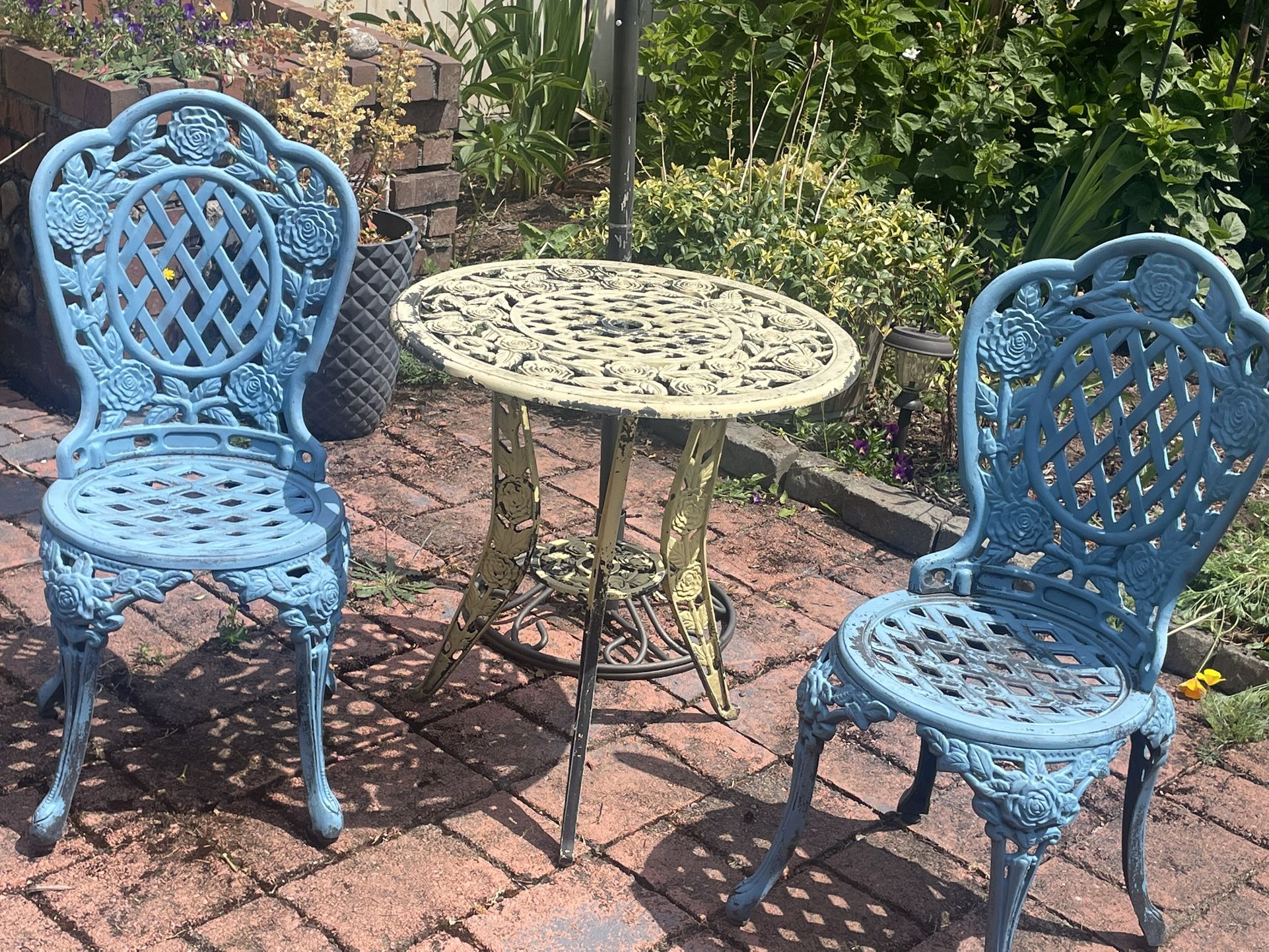 Wrought iron table and chairs