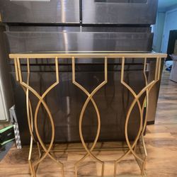 Gold Metal Mirrored Entry Table
