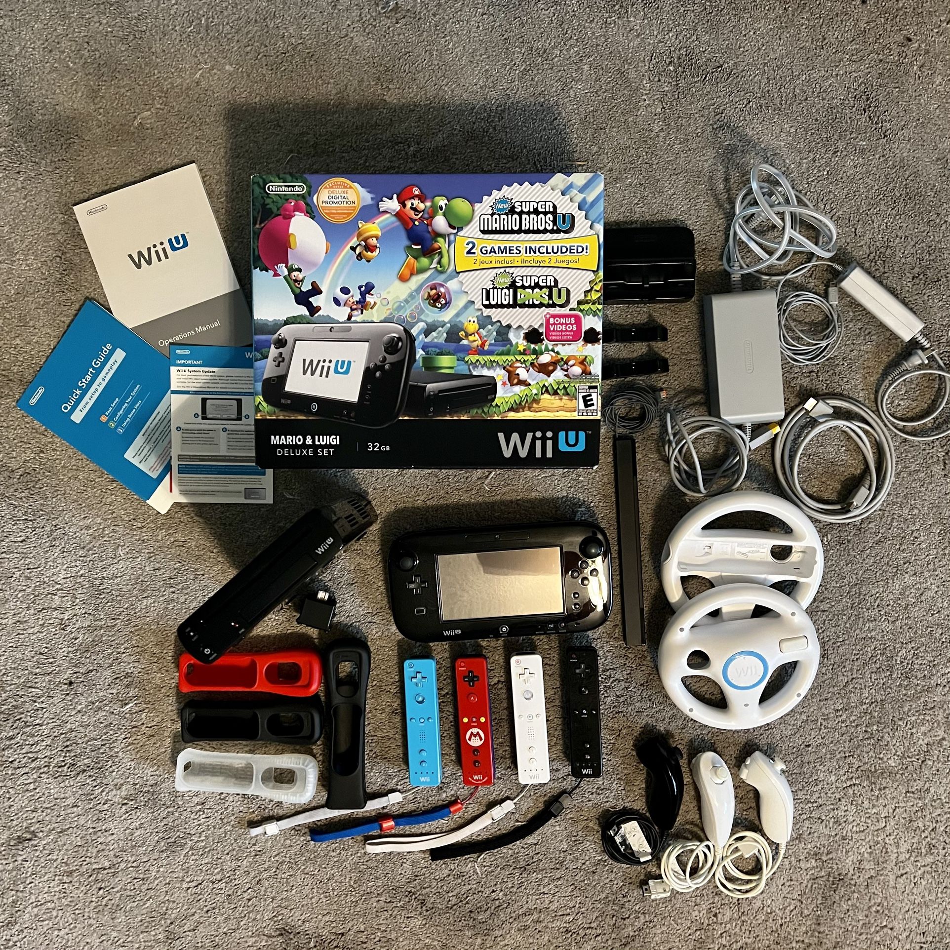 Nintendo Wii U Used With Box, GamePad, Stylus & 9 Games With Cases & Lots Of Accessories 