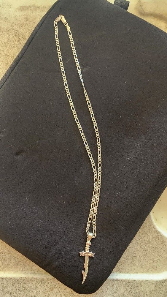 Men's chain necklace Italian 925 Silver 20 inches With Silver Pendant
