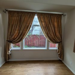 Custom Raw Silk Drapes - 3 Large Panels