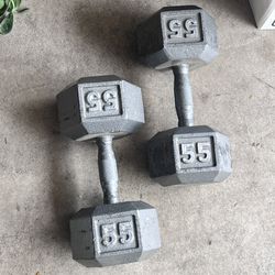 Set Of 2 Cast Iron Dumbbells 45lbs