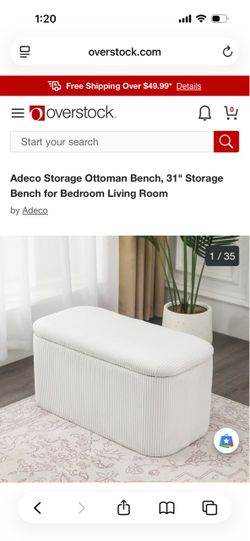 Adeco 31" Storage Ottoman Bench