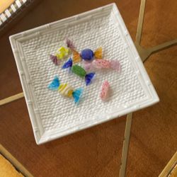 White Ceramic Tray, With Venice Glass Candies
