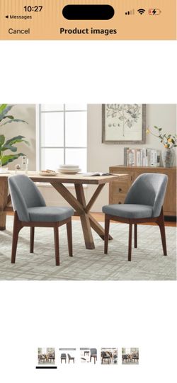 VKNOW Upholstered Wooden Dining Chairs Set of 2 with Modern Fabric, Grey Modern Dining Room Chairs with Wood Legs, Kitchen Chairs for Restaurant, Livi