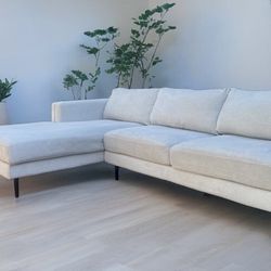 Light Gray/Whitish L-Shaped Sectional Couch With Chase Free Delivery