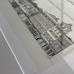 Two Original Hand-Drawn Porto Portugal Artwork – Framed Set (Street Scene)