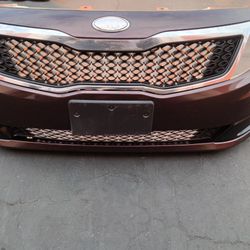2013-2015 Kia Optima Complete Front Bumper For Grill And Emblem And Fog Lights And Inner Fillers With Accessories Oem. 