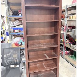 Mulled Cherry Bookcase With Crown Molding And Adjustable Shelves