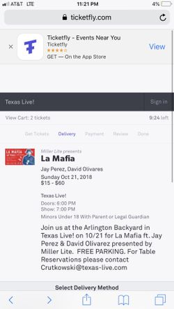 2 tickets for La mafia jay Perez and david olivarez