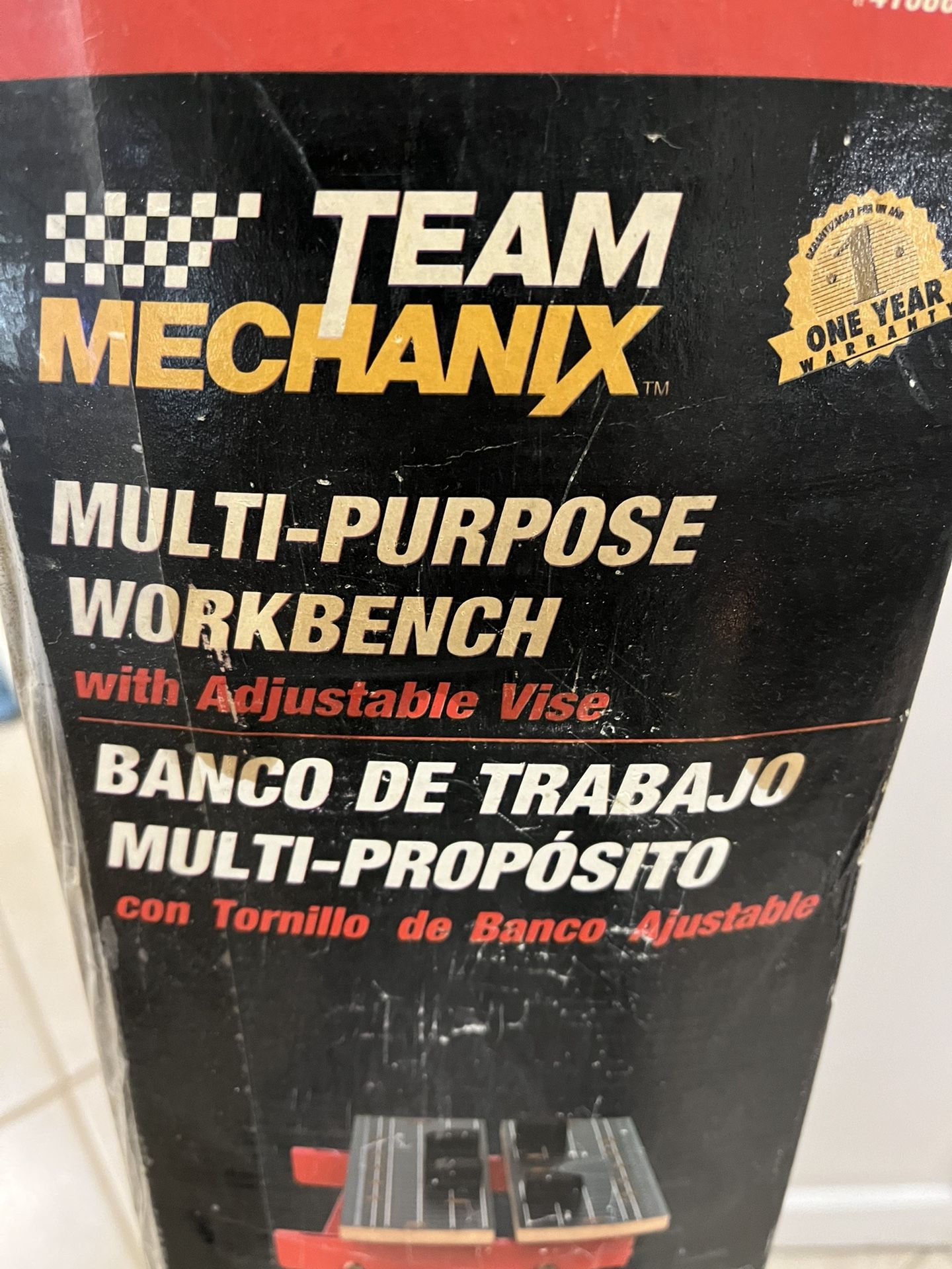 Team Mechanix Multi-purpose Workbench With Adjustable Vise/mesa De Trabajo Con Tornillo De Banco Ajustable