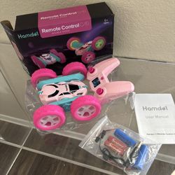 cosone Pink Remote Control Car for Girls - RC Stunt Cars with 4WD Double-Sided Driving 360° Flips Rotating, Off Road Remote Car Outdoor Toys for Kids 