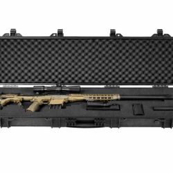 Rifle Case, Rifle Hard Case with 4 Layers Fully-protective Foams, Lockable Hard Gun Case with Wheels, IP67 Waterproof & Crushproof, for Rifles or Shot