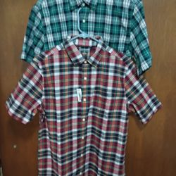 Men's Plaid Short Sleeve Button Up Shirts - Size Medium