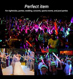 LED Light Up Foam Sticks ,  Color Changing Glow Party Supplies for Halloween, Raves, Concert, Wedding events  Thumbnail
