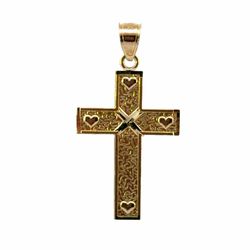 Men’s Or Women’s 10k Yellow Gold 1.25” Inch God Loves Me Heart Cross Pendant for Necklace GP3136721