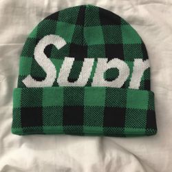 BRAND NEW DEADSTOCK SUPREME BEANIE GREEN PLAID 